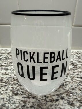 Pickleball Queen frosted stemless glass